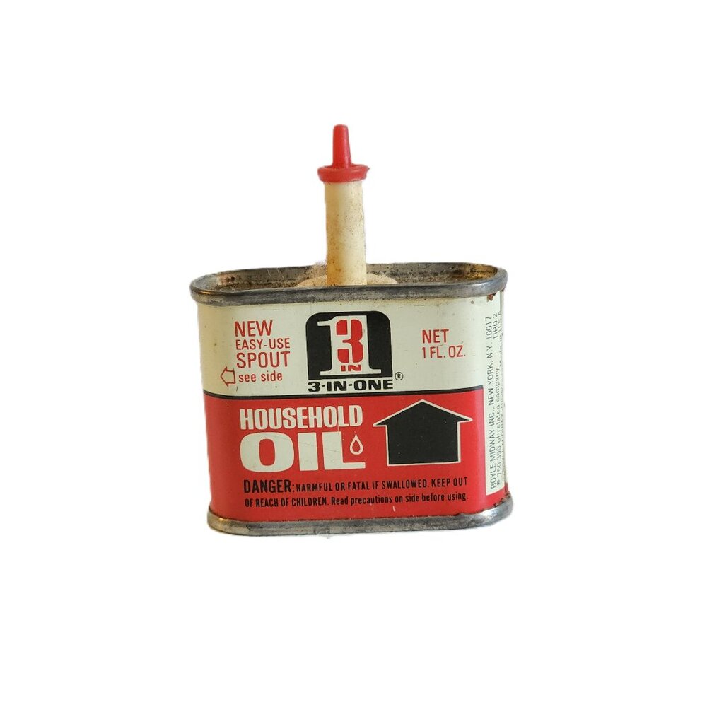Vintage Collectible 3-IN-ONE Household Oil 1oz Can with Easy-Pour Spout Decor